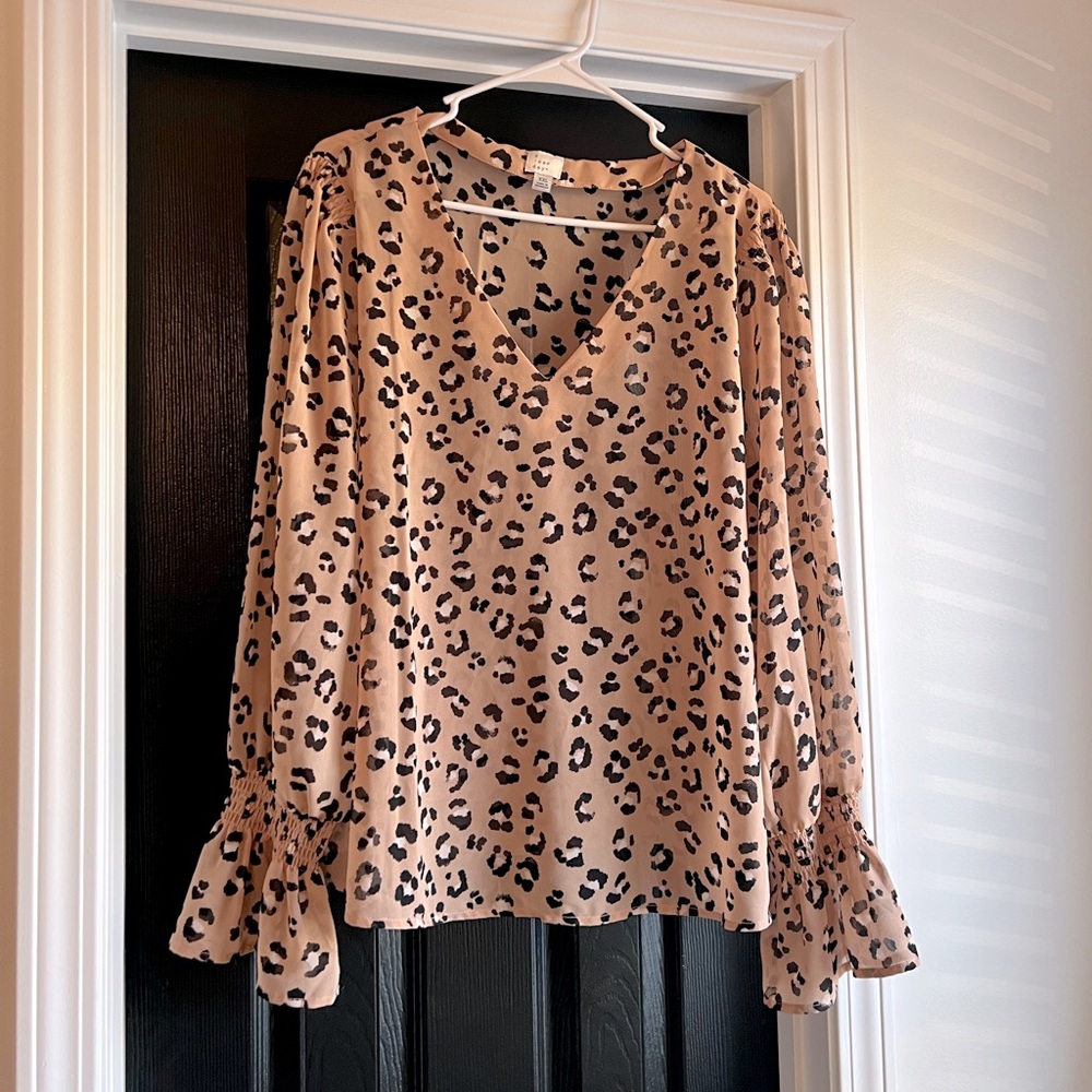 Leopard print sheer top